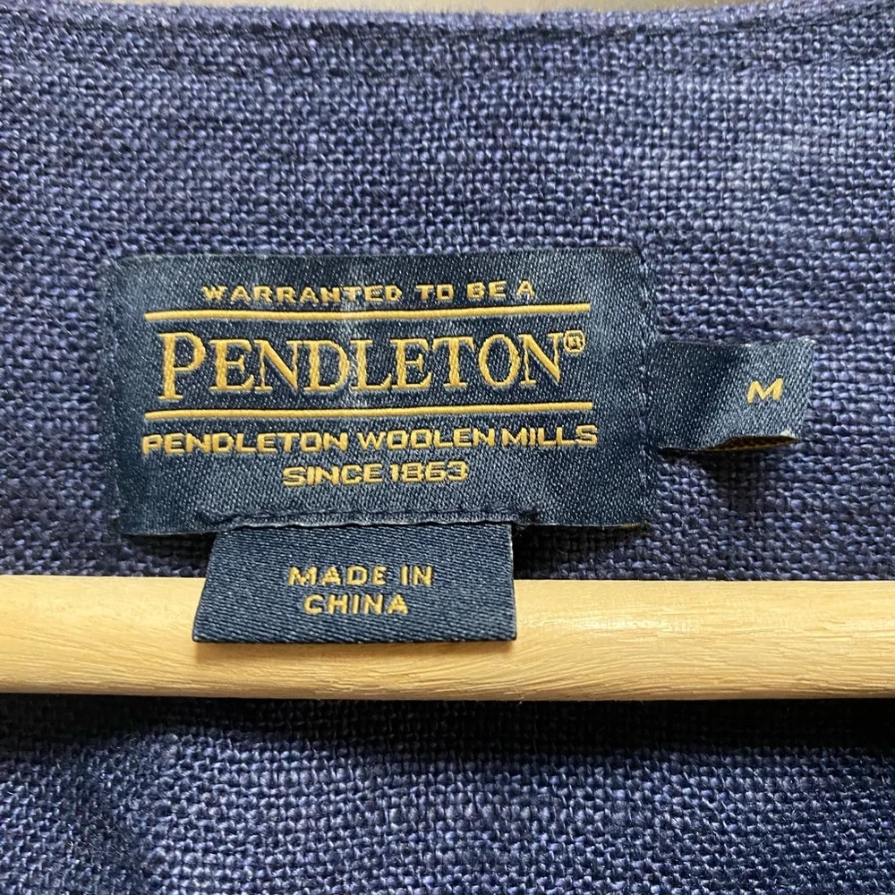 PENDLETON LINEN EMBROIDERED FULL ZIP BOXY BLAZER M - Picture 2 of 9